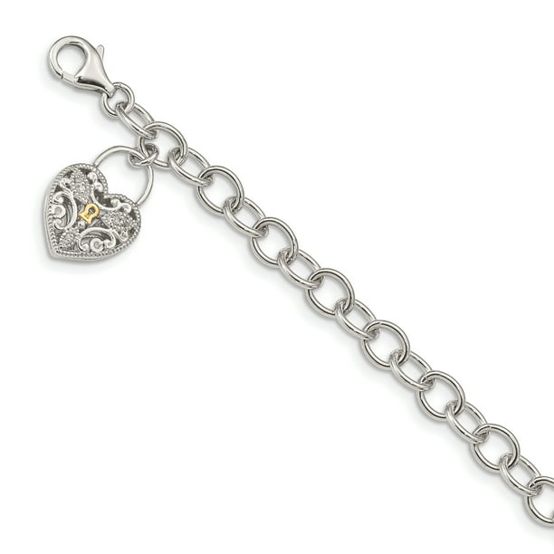 Sterling Silver Turtle Charm Bracelet for Women and Girls Heart-shaped 7.5 inch long 22 mm wide Sterling Silver Turtle Charm Bracelet for Women and Girls Heart-shaped 7.5 inch long 22 mm wide